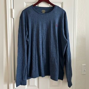 Polo Ralph Lauren - Men's Custom Fit Blue Long Sleeve Crew Neck Tee, Size XL